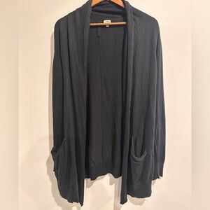 WILFRED Black Open Front Silk Blend Long Lined Cardigan Size L